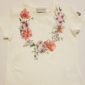 Authentic moncler girl dress logo ivory floral dress 4 tunic or mini dress